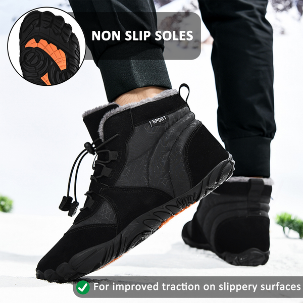 Men's Outdoor High-top Cotton shoes Unisex Barefoot shoes Work shoe Snow Boots Warm Plus Velvet Thickened Mid-tube Hiking Winter shoes