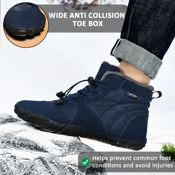 Men's Outdoor High-top Cotton shoes Unisex Barefoot shoes Work shoe Snow Boots Warm Plus Velvet Thickened Mid-tube Hiking Winter shoes