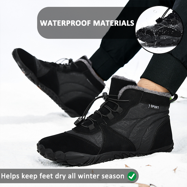 Men's Outdoor High-top Cotton shoes Unisex Barefoot shoes Work shoe Snow Boots Warm Plus Velvet Thickened Mid-tube Hiking Winter shoes