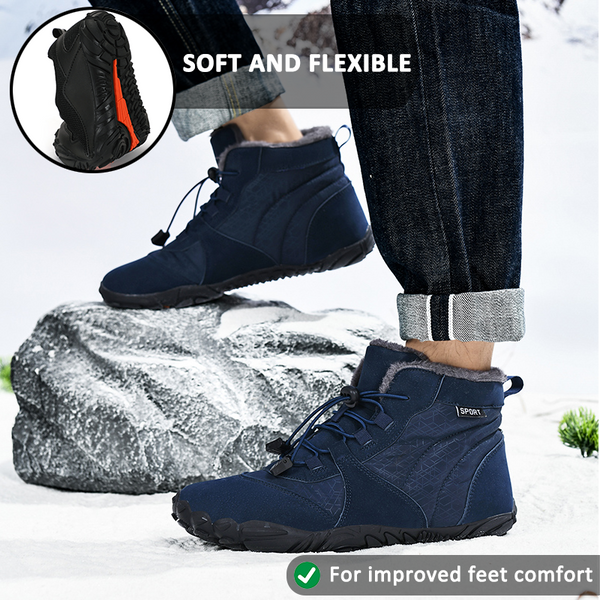 Men's Outdoor High-top Cotton shoes Unisex Barefoot shoes Work shoe Snow Boots Warm Plus Velvet Thickened Mid-tube Hiking Winter shoes