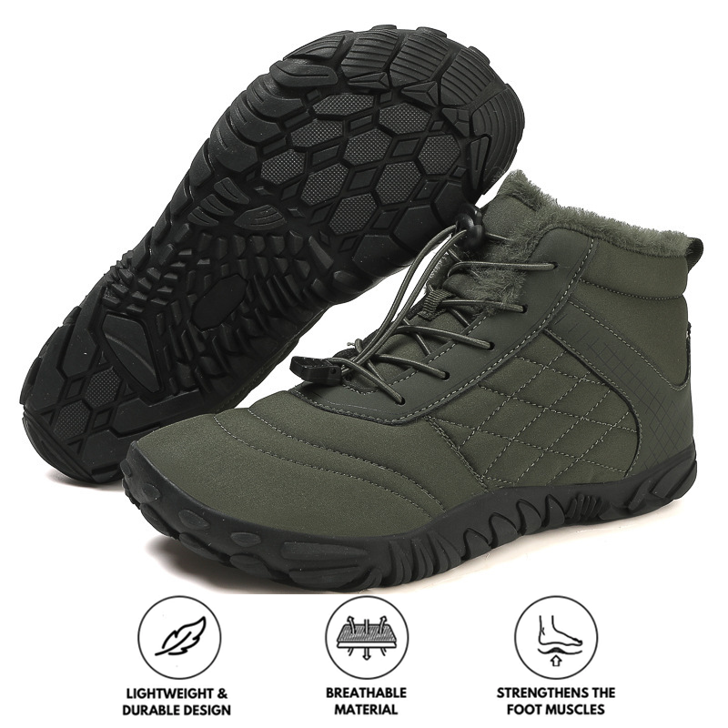 Hiking Warm Mid-Cut Wear-Resistant Boots Outdoor Non-slip & Waterproof Winter Barefoot Shoe (Unisex)