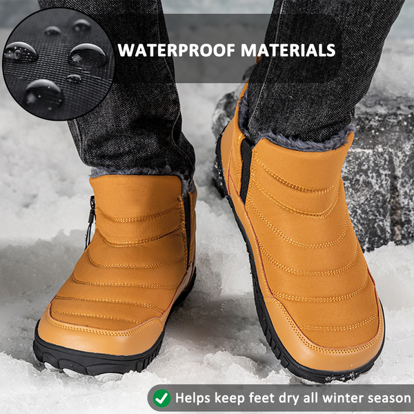 Men Thickened Warm Outdoor Leisure Side Zip Snow Boots Non-slip & Waterproof Winter Barefoot Shoes