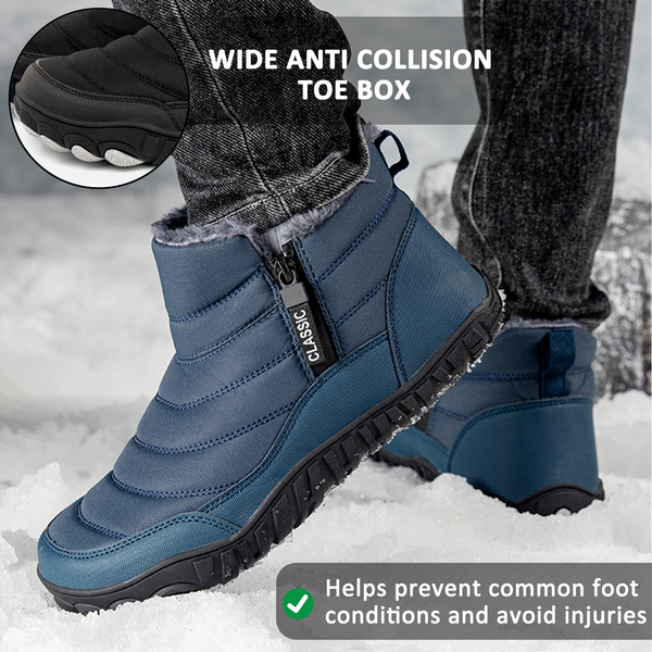 Men Thickened Warm Outdoor Leisure Side Zip Snow Boots Non-slip & Waterproof Winter Barefoot Shoes