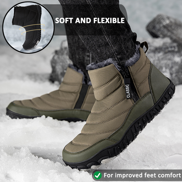 Men Thickened Warm Outdoor Leisure Side Zip Snow Boots Non-slip & Waterproof Winter Barefoot Shoes