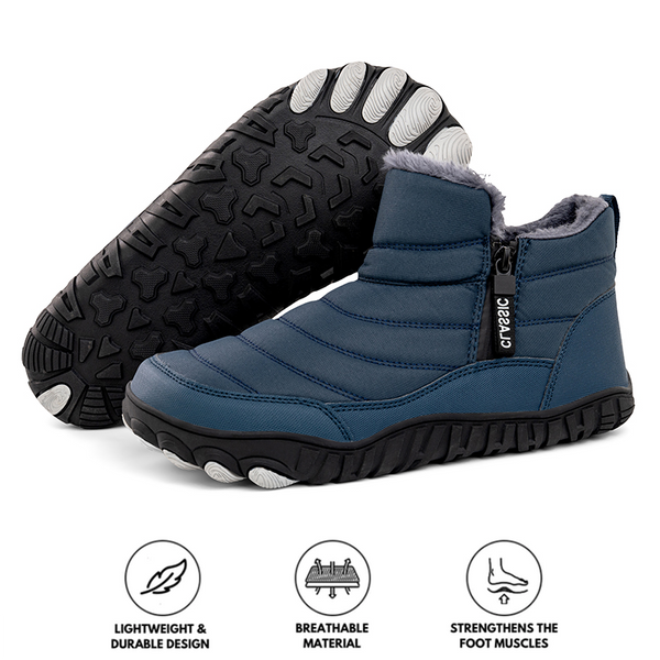 Men Thickened Warm Outdoor Leisure Side Zip Snow Boots Non-slip & Waterproof Winter Barefoot Shoes