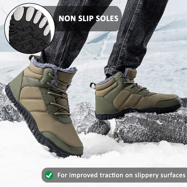 Men Outdoor Cotton Shoes Warm Snow Boots Non-slip & Waterproof Winter Barefoot Shoes