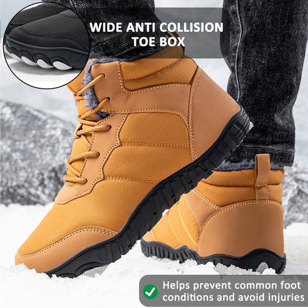 Men Outdoor Cotton Shoes Warm Snow Boots Non-slip & Waterproof Winter Barefoot Shoes