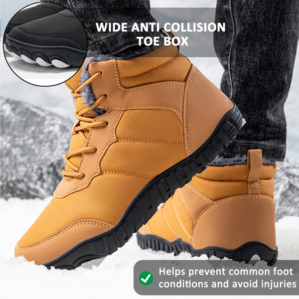 Men Outdoor Cotton Shoes Warm Snow Boots Non-slip & Waterproof Winter Barefoot Shoes