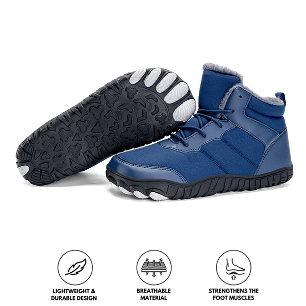 Men Outdoor Cotton Shoes Warm Snow Boots Non-slip & Waterproof Winter Barefoot Shoes