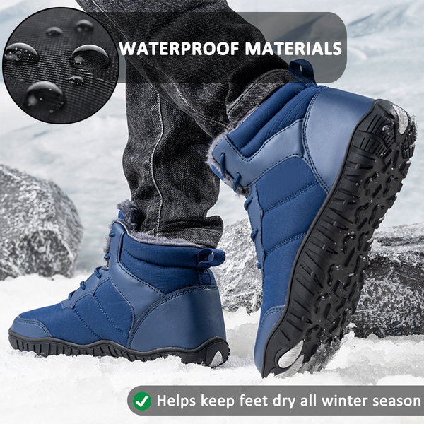 Men Outdoor Cotton Shoes Warm Snow Boots Non-slip & Waterproof Winter Barefoot Shoes