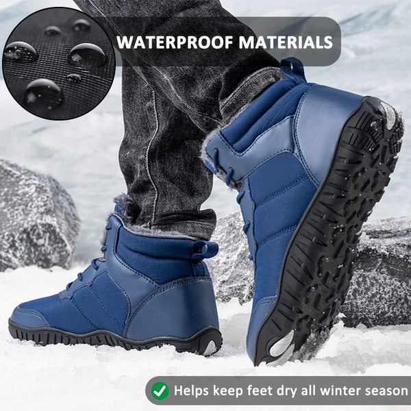 Men Outdoor Cotton Shoes Warm Snow Boots Non-slip & Waterproof Winter Barefoot Shoes