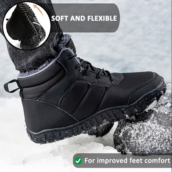 Men Outdoor Cotton Shoes Warm Snow Boots Non-slip & Waterproof Winter Barefoot Shoes