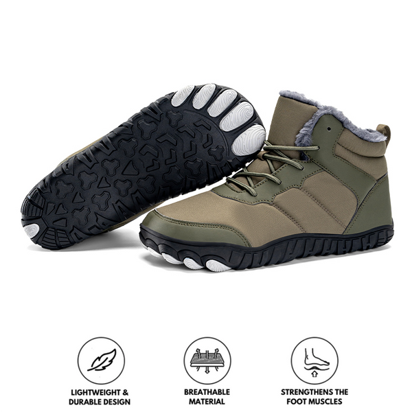 Men Outdoor Cotton Shoes Warm Snow Boots Non-slip & Waterproof Winter Barefoot Shoes