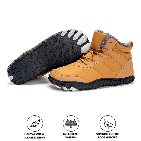 Men Outdoor Cotton Shoes Warm Snow Boots Non-slip & Waterproof Winter Barefoot Shoes