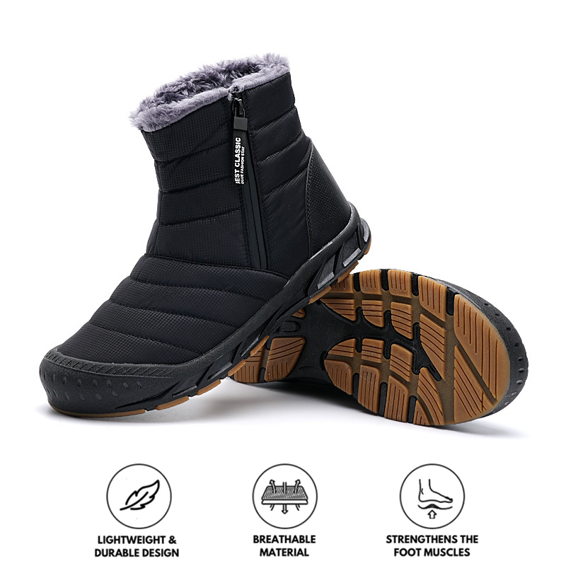 High Top Side Zip Snow Boots Outdoor Sports Leisure Walking Hiking Non-slip & Waterproof Winter Barefoot Shoe (Unisex)