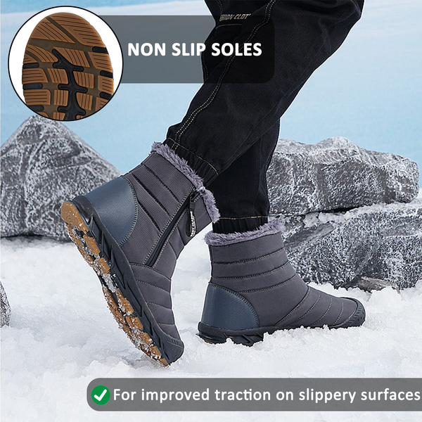 High Top Side Zip Snow Boots Outdoor Sports Leisure Walking Hiking Non-slip & Waterproof Winter Barefoot Shoe (Unisex)