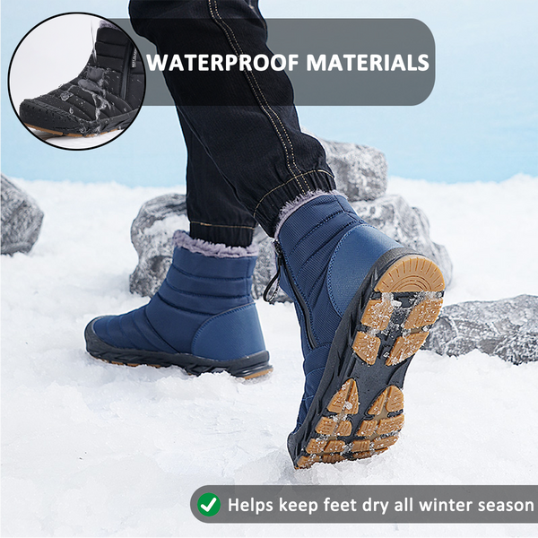 High Top Side Zip Snow Boots Outdoor Sports Leisure Walking Hiking Non-slip & Waterproof Winter Barefoot Shoe (Unisex)