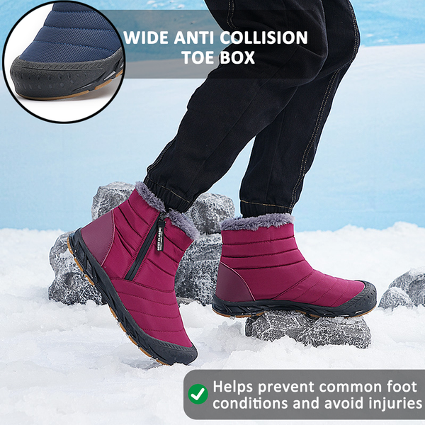 High Top Side Zip Snow Boots Outdoor Sports Leisure Walking Hiking Non-slip & Waterproof Winter Barefoot Shoe (Unisex)