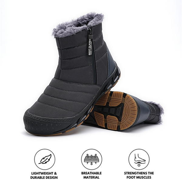 High Top Side Zip Snow Boots Outdoor Sports Leisure Walking Hiking Non-slip & Waterproof Winter Barefoot Shoe (Unisex)