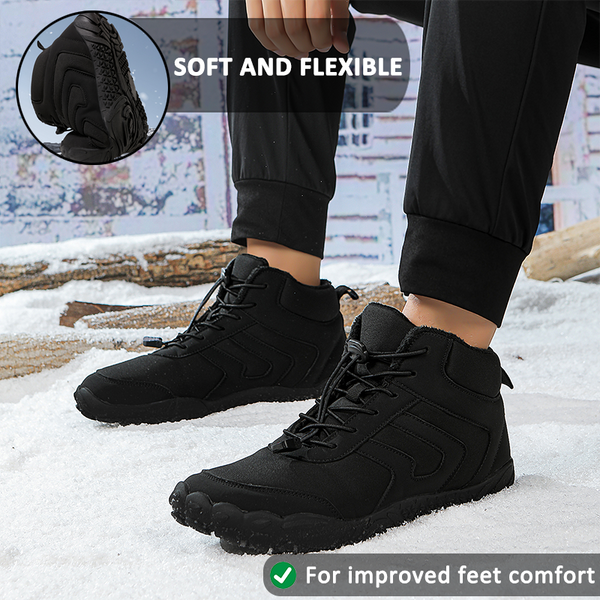 Men's Outdoor Mid-Cut Warm Snow Boots Casual Wear-Resistant Hiking Shoes Footwear Non-slip & Waterproof Winter Barefoot Shoe