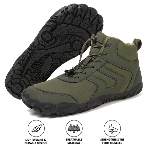 Men's Outdoor Mid-Cut Warm Snow Boots Casual Wear-Resistant Hiking Shoes Footwear Non-slip & Waterproof Winter Barefoot Shoe