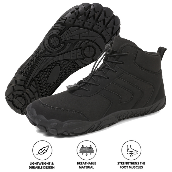 Men's Outdoor Mid-Cut Warm Snow Boots Casual Wear-Resistant Hiking Shoes Footwear Non-slip & Waterproof Winter Barefoot Shoe