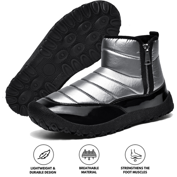 Men's Down Cloth Snow Boots Zipper Warm Outdoor Short Boots Hiking Shoes Footwear Non-slip & Waterproof Winter Barefoot Shoe