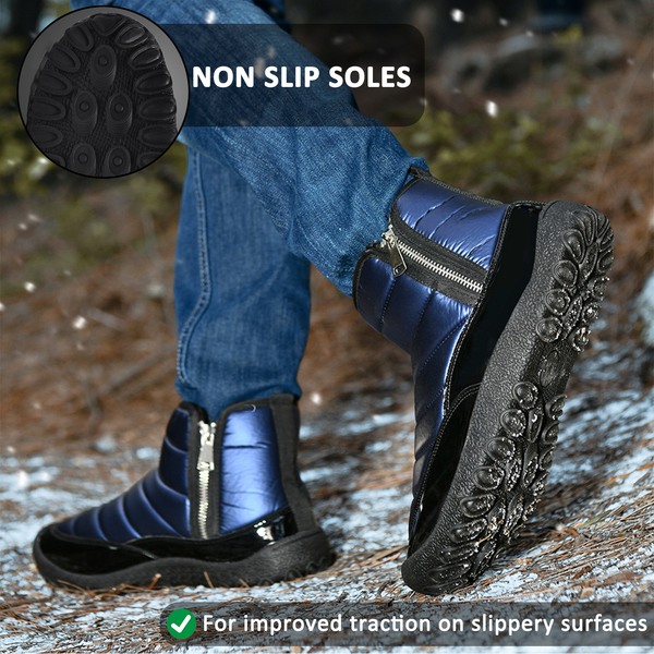 Men's Down Cloth Snow Boots Zipper Warm Outdoor Short Boots Hiking Shoes Footwear Non-slip & Waterproof Winter Barefoot Shoe