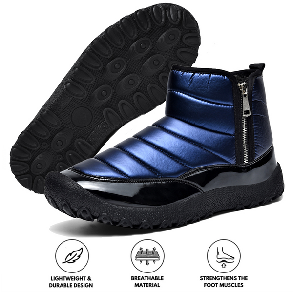 Men's Down Cloth Snow Boots Zipper Warm Outdoor Short Boots Hiking Shoes Footwear Non-slip & Waterproof Winter Barefoot Shoe