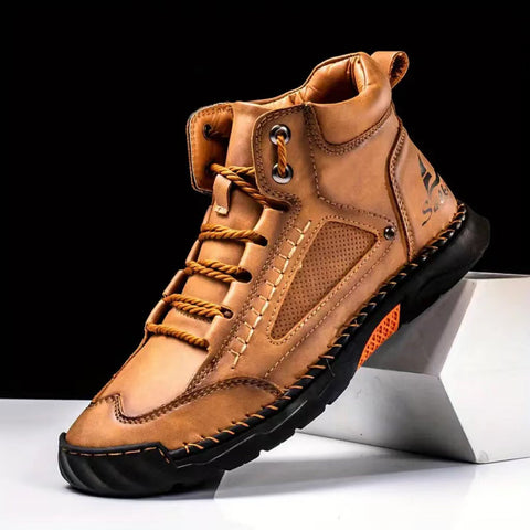 Men's Casual Leather Fashion Sneakers Ankle Chukka Boots Handmade Lightweight Loafers Mid-top Dress Boots Walking Driving Shoes