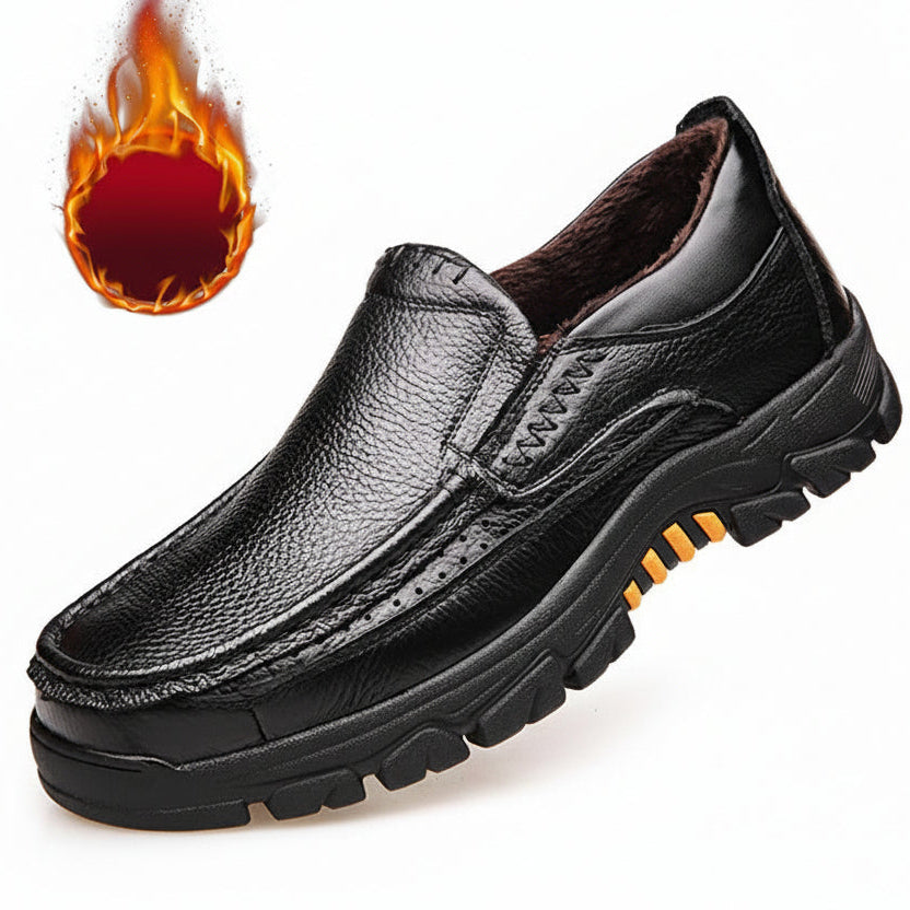 Kaegreel Cuir de vachette pour hommes Cuir imperméable confortable non glissement doux non glissé sur les chaussures décontractées