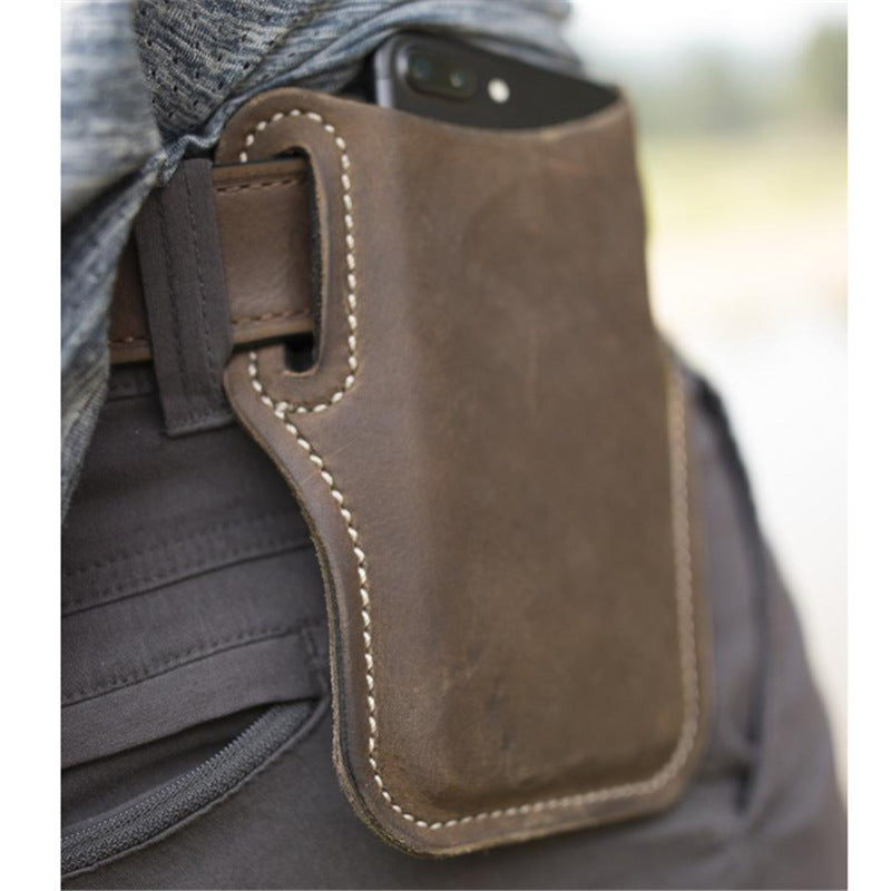 Genuine Leather Waist Bag for Men Belt Bag Packs Cell Phone Purse