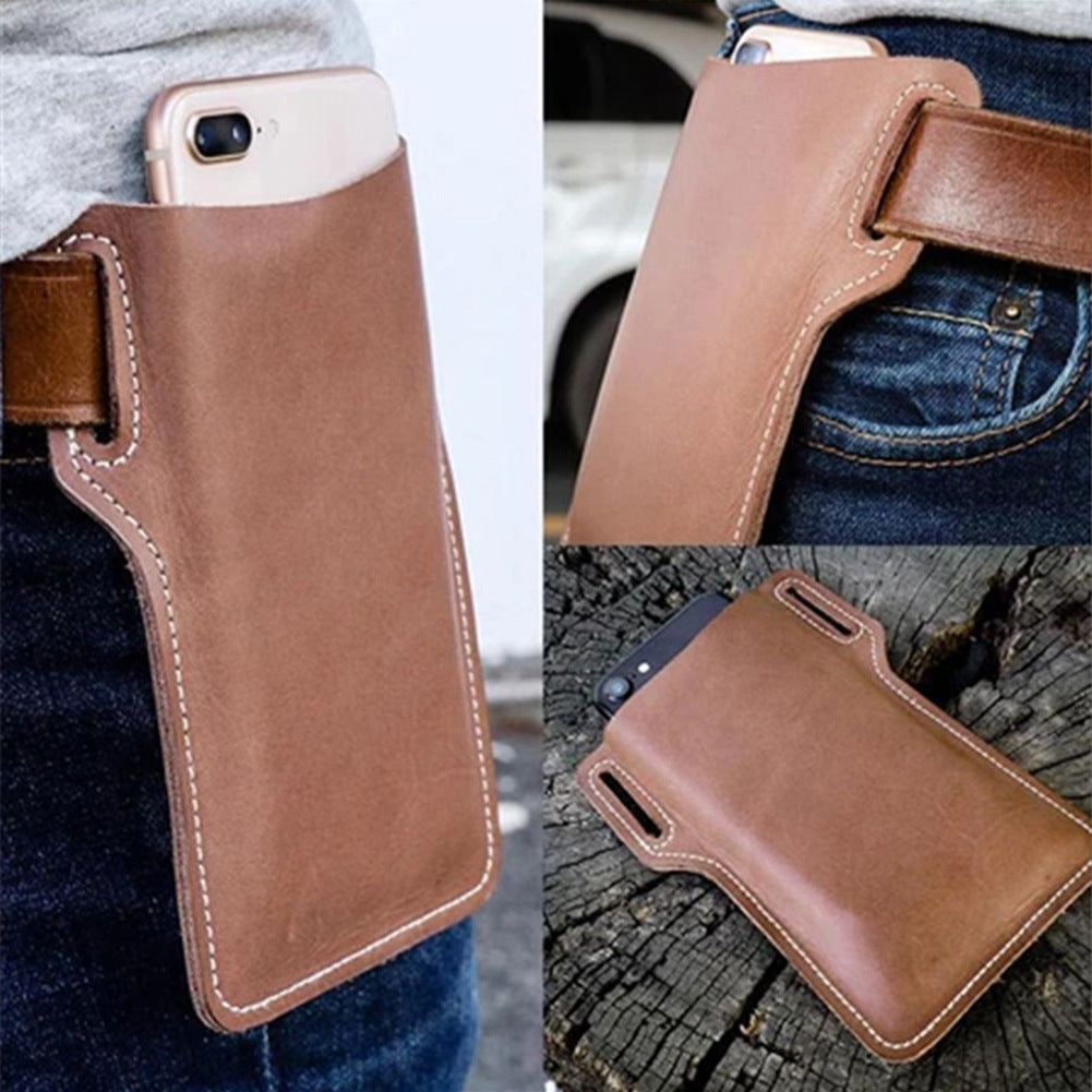 Genuine Leather Waist Bag for Men Belt Bag Packs Cell Phone Purse