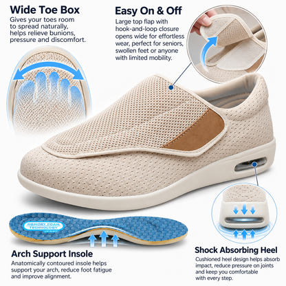 KAEGREEL FlexEase Pro – Wide Fit Arch Support Adjustable Walking Shoes