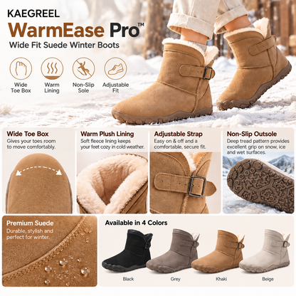 KAEGREEL WarmEase Pro™ – Wide Fit Suede Easy-On Winter Boots