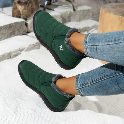 Warme Schneeschuhe für Damen, Outdoor-Winterschuhe mit Pelzfutter, rutschfest, leicht, Knöchelstiefel