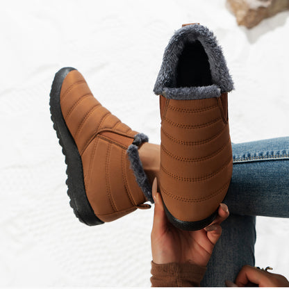 Warme Schneeschuhe für Damen, Outdoor-Winterschuhe mit Pelzfutter, rutschfest, leicht, Knöchelstiefel