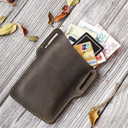 Genuine Leather Waist Bag for Men Belt Bag Packs Cell Phone Purse