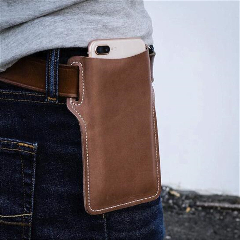 Genuine Leather Waist Bag for Men Belt Bag Packs Cell Phone Purse