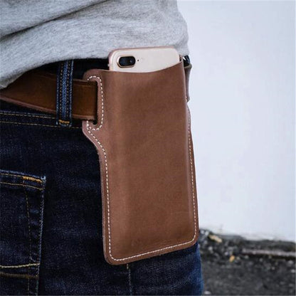 Genuine Leather Waist Bag for Men Belt Bag Packs Cell Phone Purse