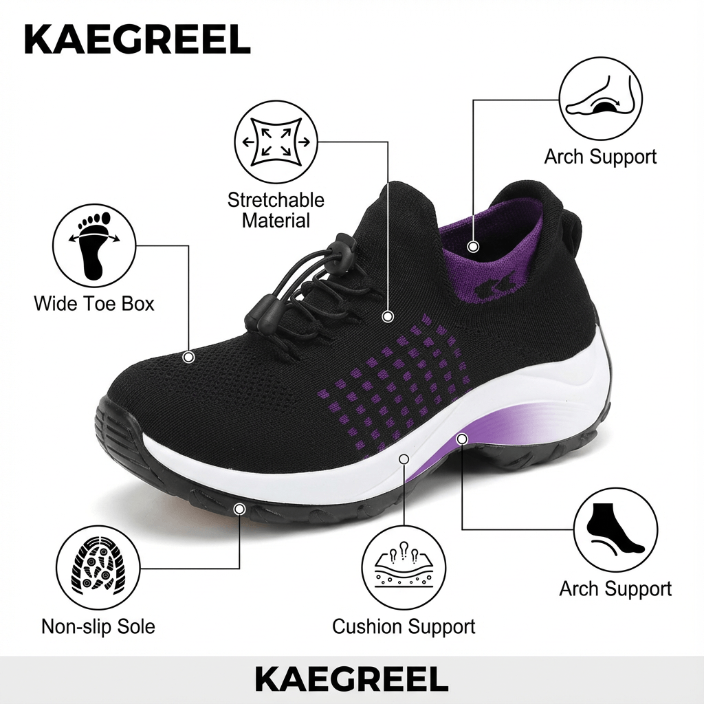 Scarpe da donna di grandi dimensioni, scarpe da mamma, scarpe a dondolo, scarpe calzini, scarpe da donna a maglia volante casual, scarpe con sola con la sola