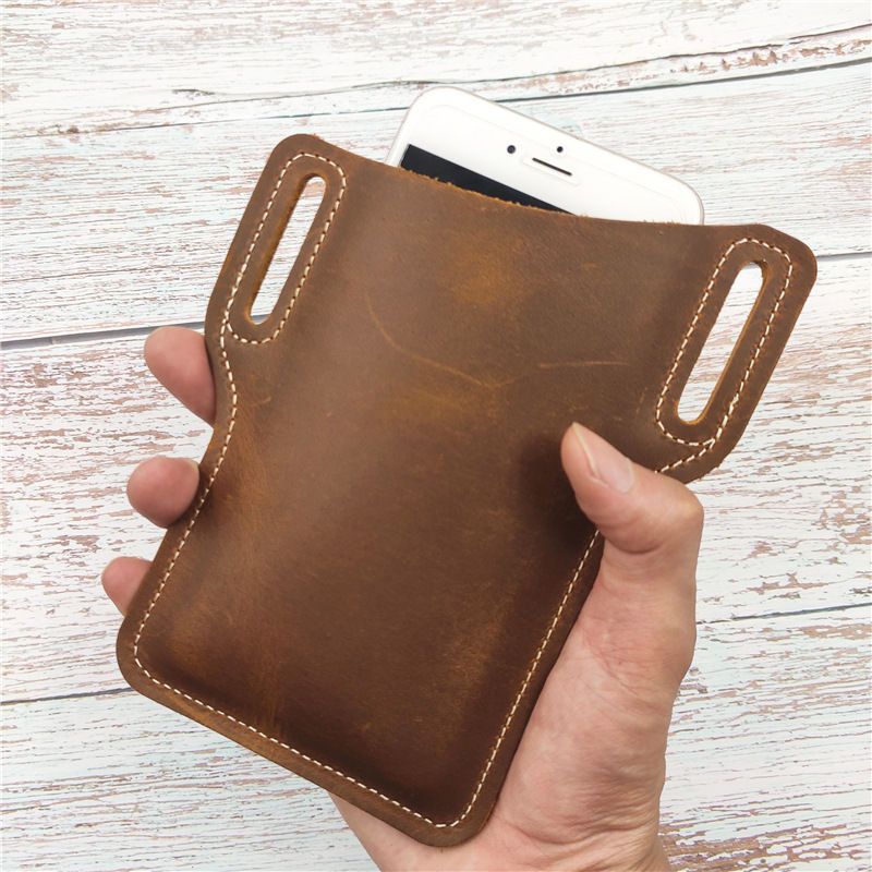 Genuine Leather Waist Bag for Men Belt Bag Packs Cell Phone Purse
