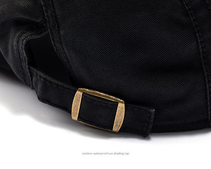 Vintage Casual Flat Hat for Men Embroidery Patchwork Aged Peaked Cap