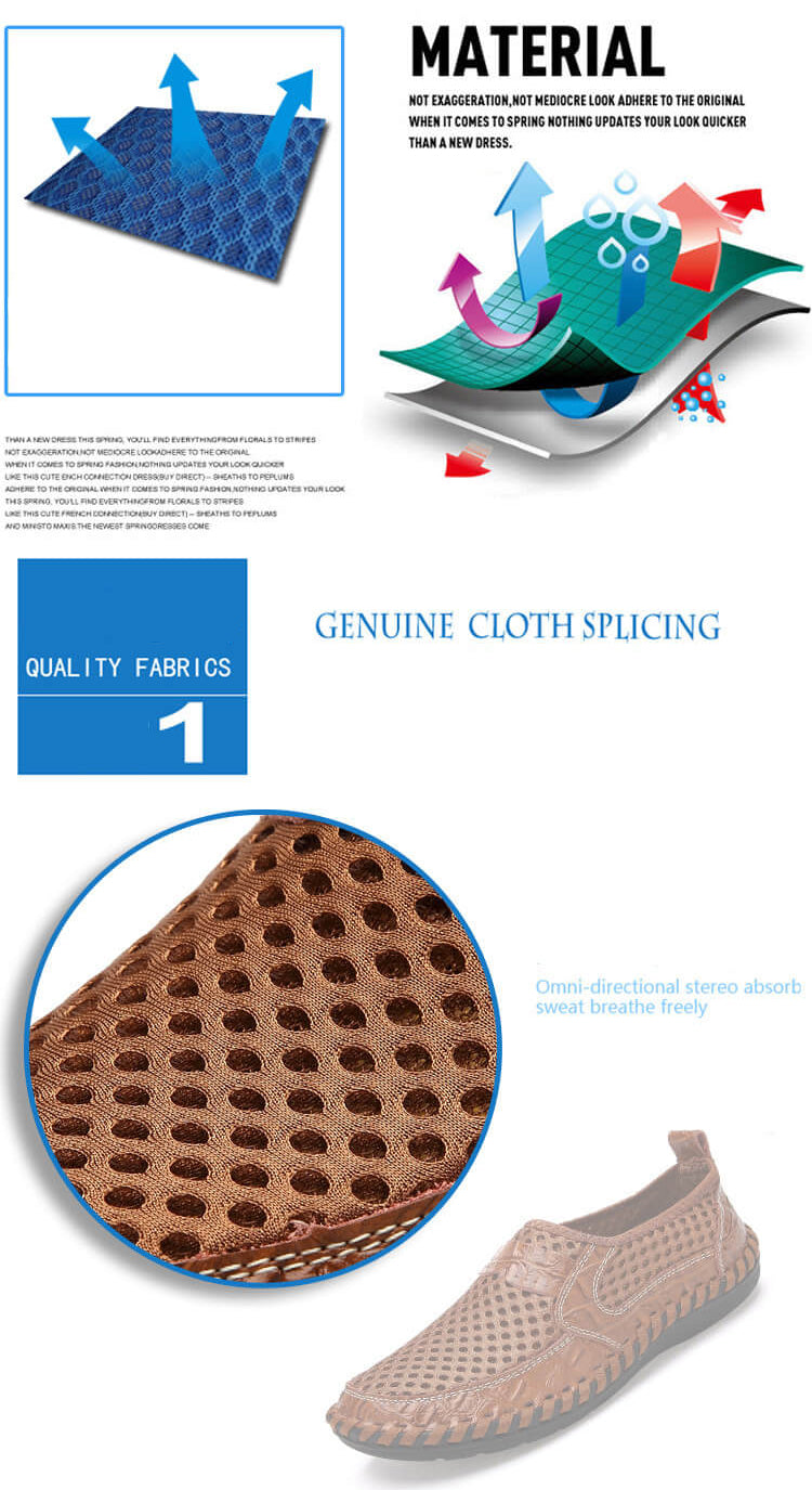 Kaegreel Men's Stitching Honeycomb Mesh Soft Loafers Breathable Outdoor Casual Shoes