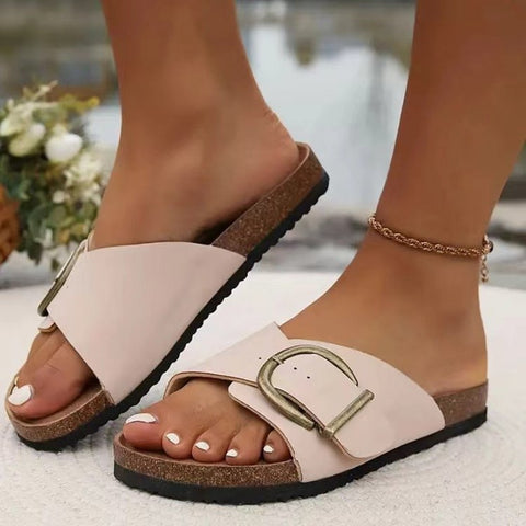 Women Thick-soled Slippers Summer Fashion Belt Buckle Sandals Shoes