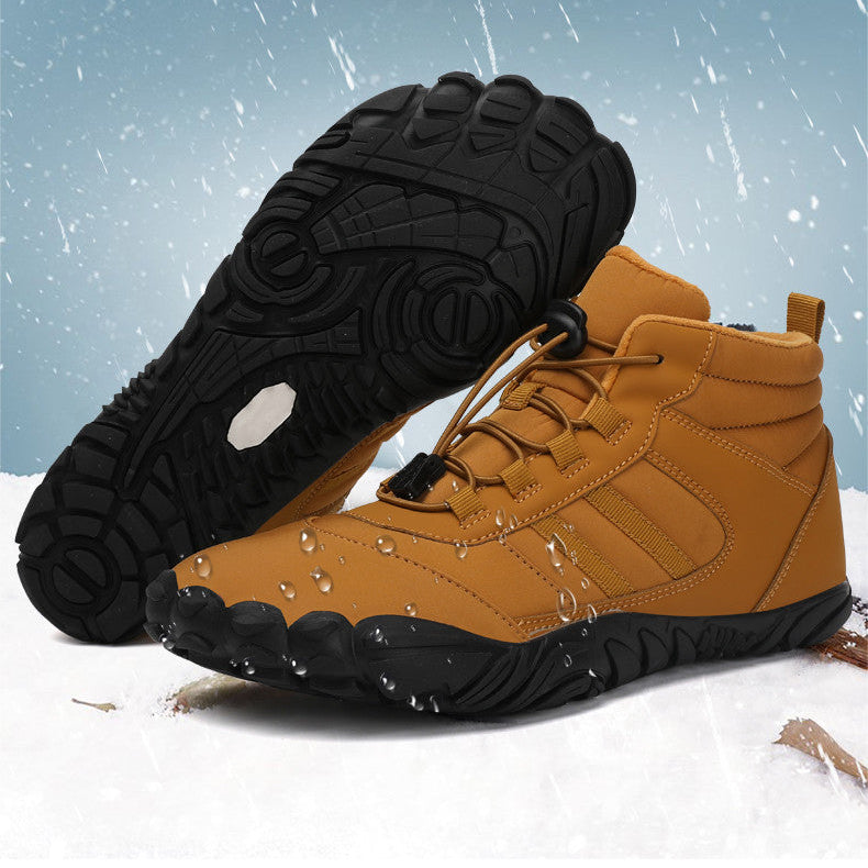 Zapatos descalzos para mujeres zapatillas de senderos impermeables de invierno calientes zapatos de invierno de invierno botas de nieve unisex al aire libre botas de invierno sin deslizamiento