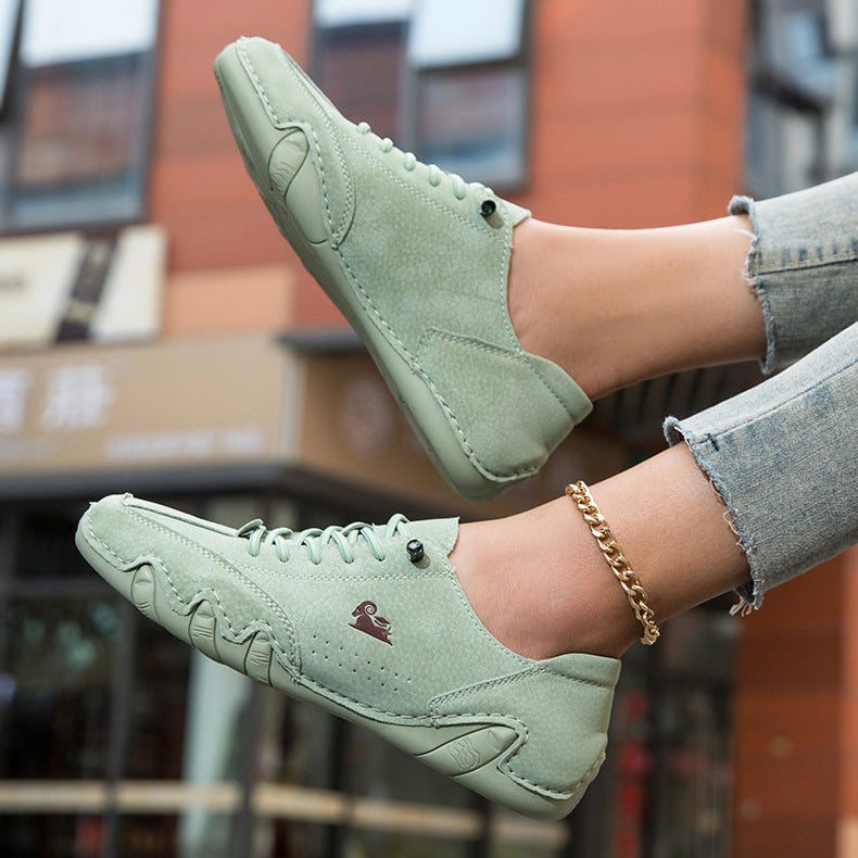 Women's Handmade Velcro Suede Beck Shoes Waterproof Leather Casual Sneakers Non-Slip Breathable