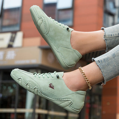 Women's Handmade Velcro Suede Beck Shoes Waterproof Leather Casual Sneakers Non-Slip Breathable