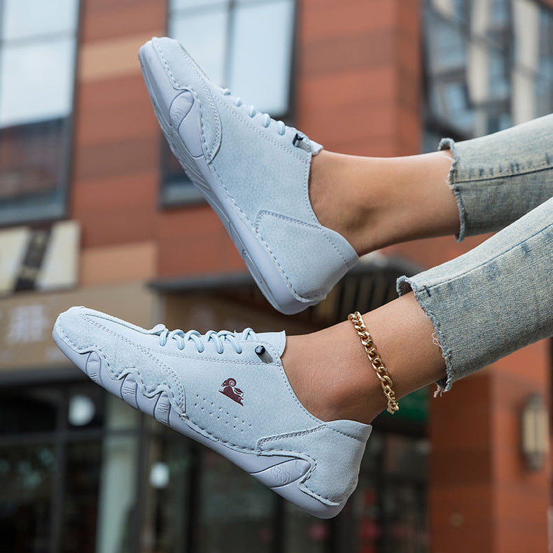 Women's Handmade Velcro Suede Beck Shoes Waterproof Leather Casual Sneakers Non-Slip Breathable