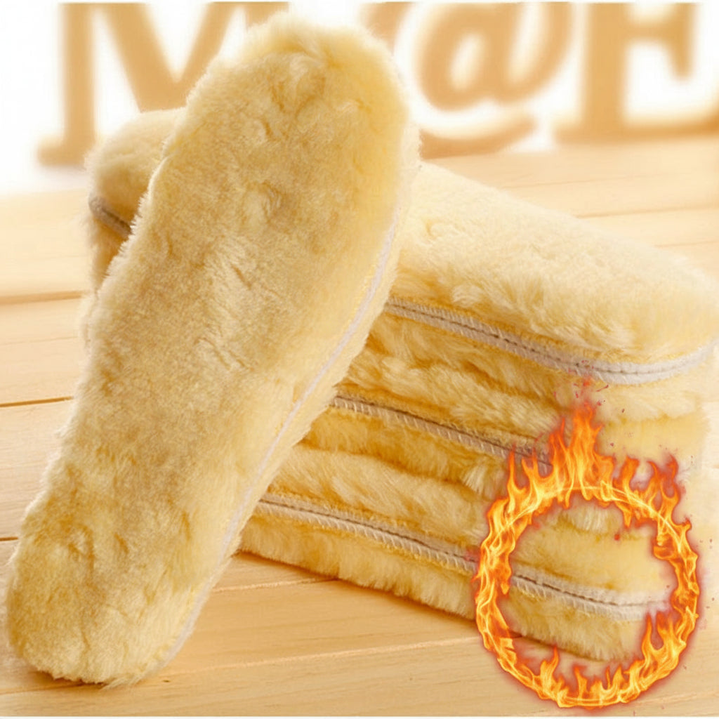 Extra Thick Lambswool Insoles, with Natural Latex Underside, Warming Sheep Wool Soles, Soft Winter Soles